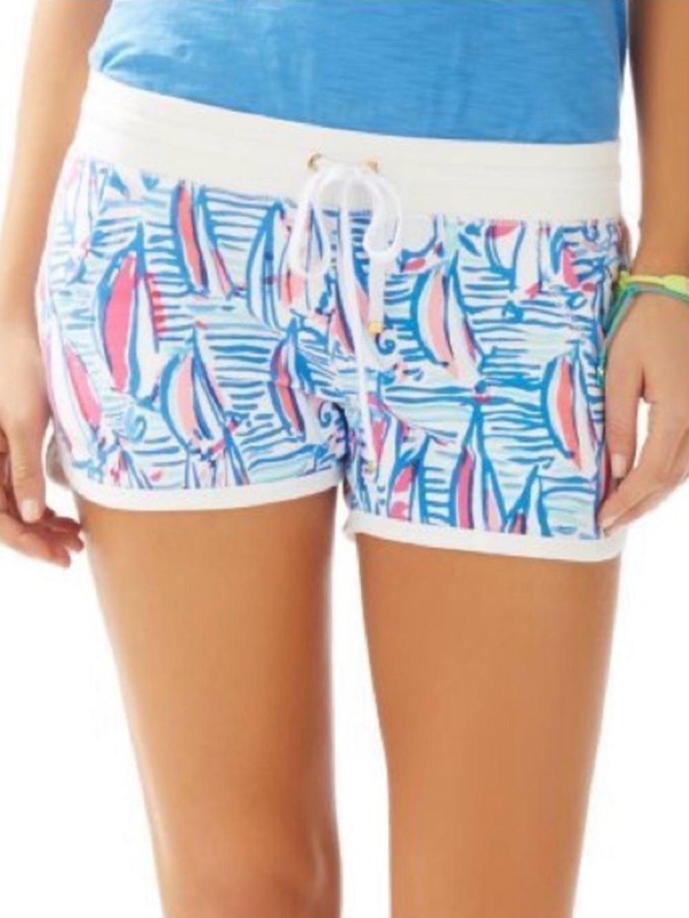 Lilly Pulitzer Red Right Return Sailboat Print Pull On Chrissy Shorts.